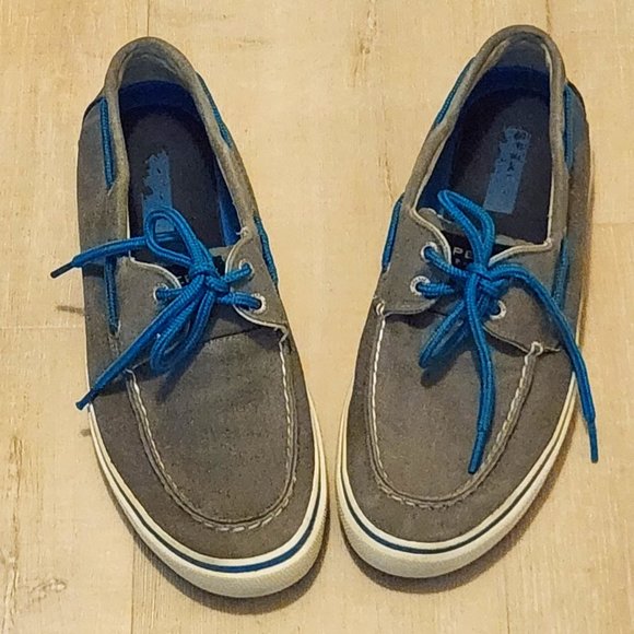 Men's Sperry Top Sider Grey/White Denim Washed Sneakers. Size 9.Good Condition - Picture 3 of 16